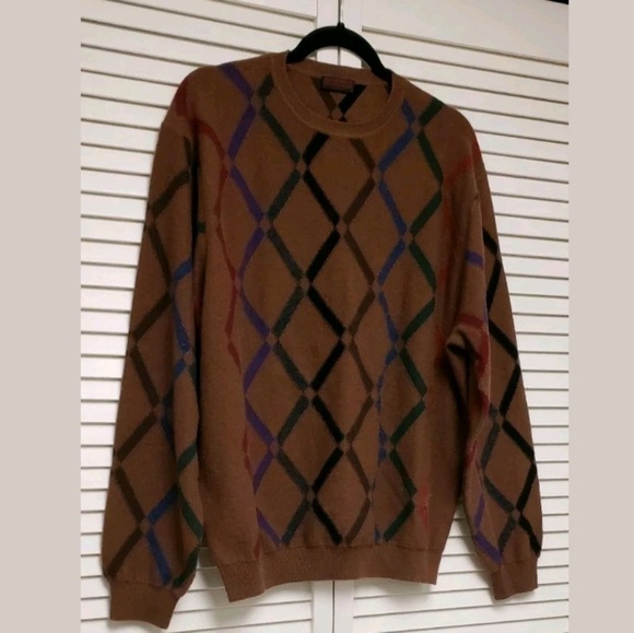 SOLD Cashmere LENOR ROMANO Diamond Pattern Sweater - Picture 2 of 6